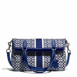 Coach Signature Stripe 6cm Foldover Crossbody